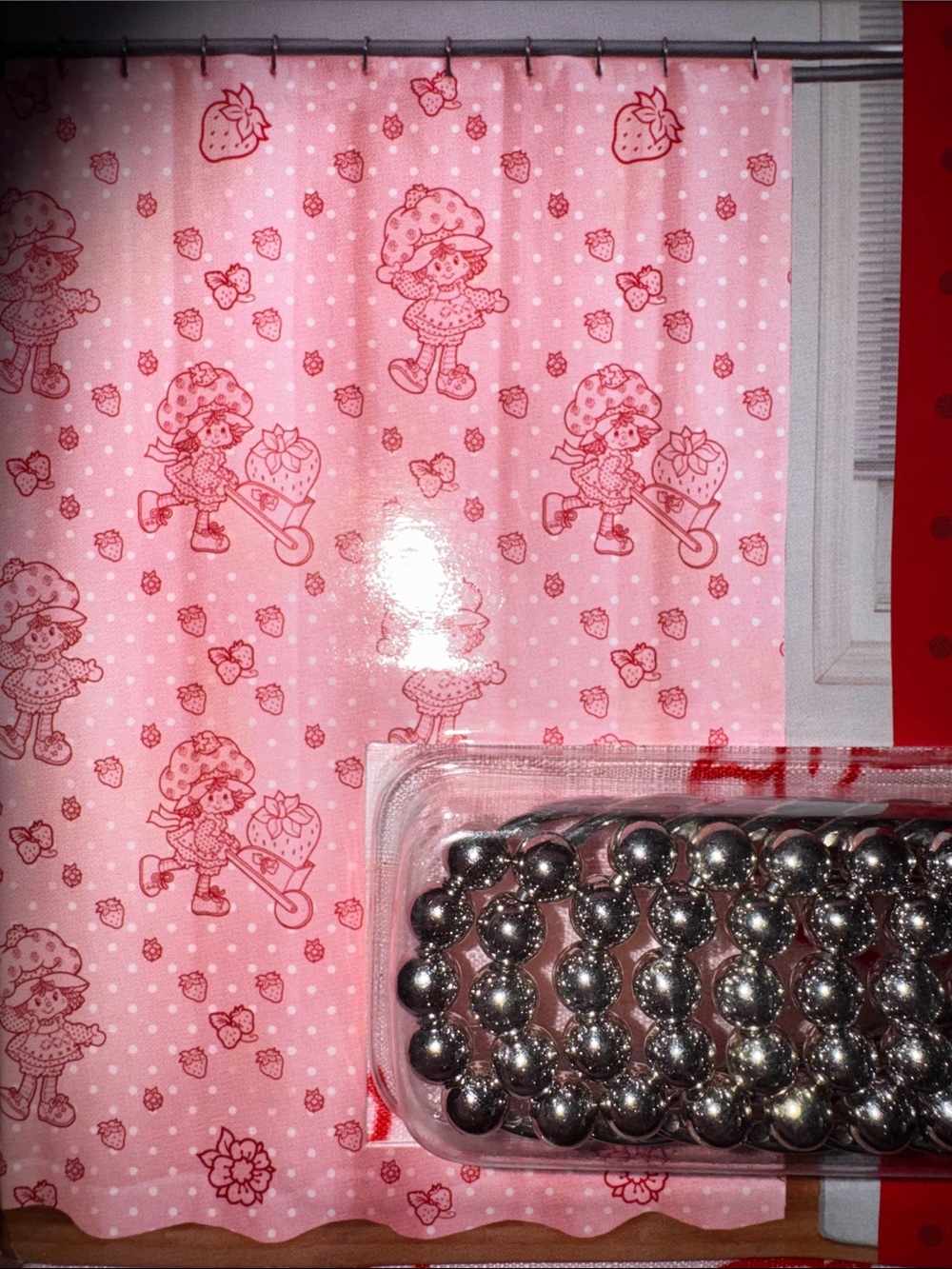 Strawberry Shortcake Pink Shower Curtain Set - 13PC - Picture 3 of 3